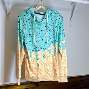 Like New Mint Chocolate Chip Colorful Ice Cream Hoodie- Small